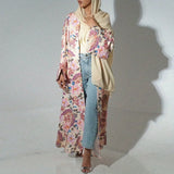 Middle Eastern Loose Abaya Muslim Full Sleeve Printed Floral