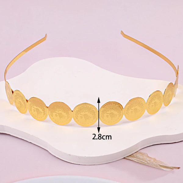 Arabic Coin Head Piece for Wedding Gold Plated Hair Clip Ethnic Diademas Para El Pelo Mujer Middle East  Fashion Metal Hairwear