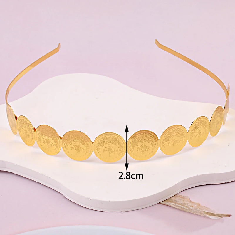 Arabic Coin Head Piece for Wedding Gold Plated Hair Clip Ethnic Diademas Para El Pelo Mujer Middle East  Fashion Metal Hairwear