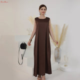 Fashion Silky Inside dress Muslim Dresses Sleeveless