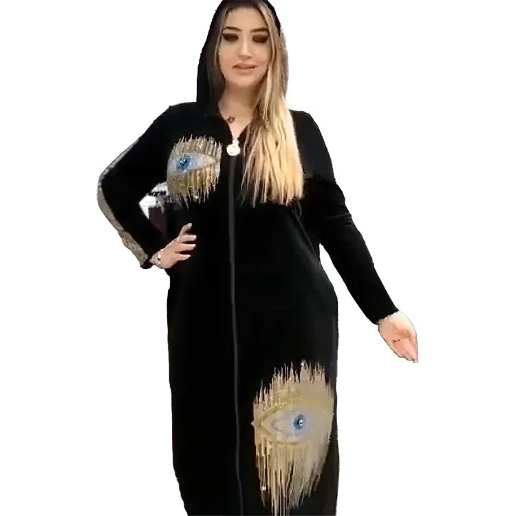 Long Sleeved Hooded Muslim Dress