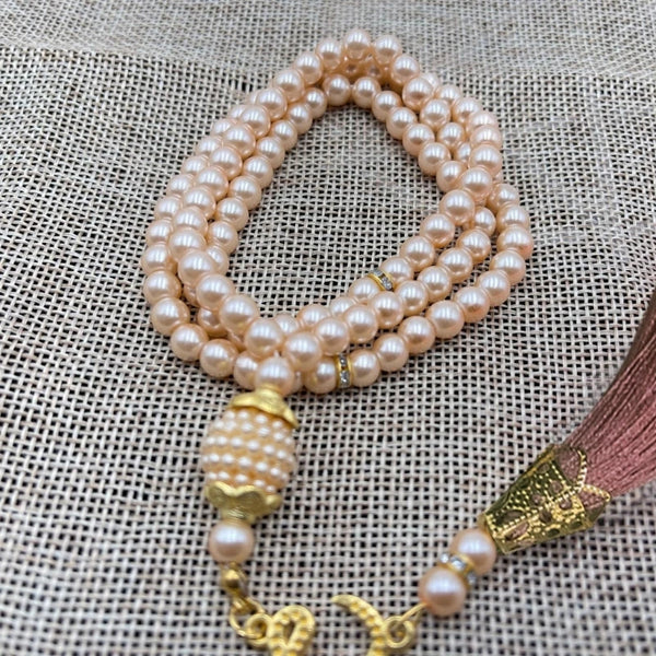 6MM Tasbih Muslim Prayer Beads Islamic 99 Beads Pearls Charm Bracelet K3ND
