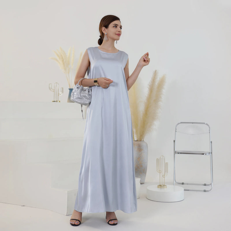 Fashion Silky Inside dress Muslim Dresses Sleeveless