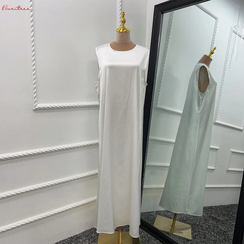 Fashion Silky Inside dress Muslim Dresses Sleeveless