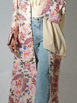 Middle Eastern Loose Abaya Muslim Full Sleeve Printed Floral