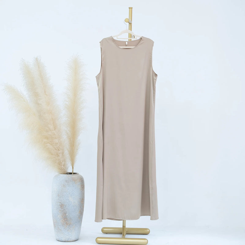 Fashion Silky Inside dress Muslim Dresses Sleeveless