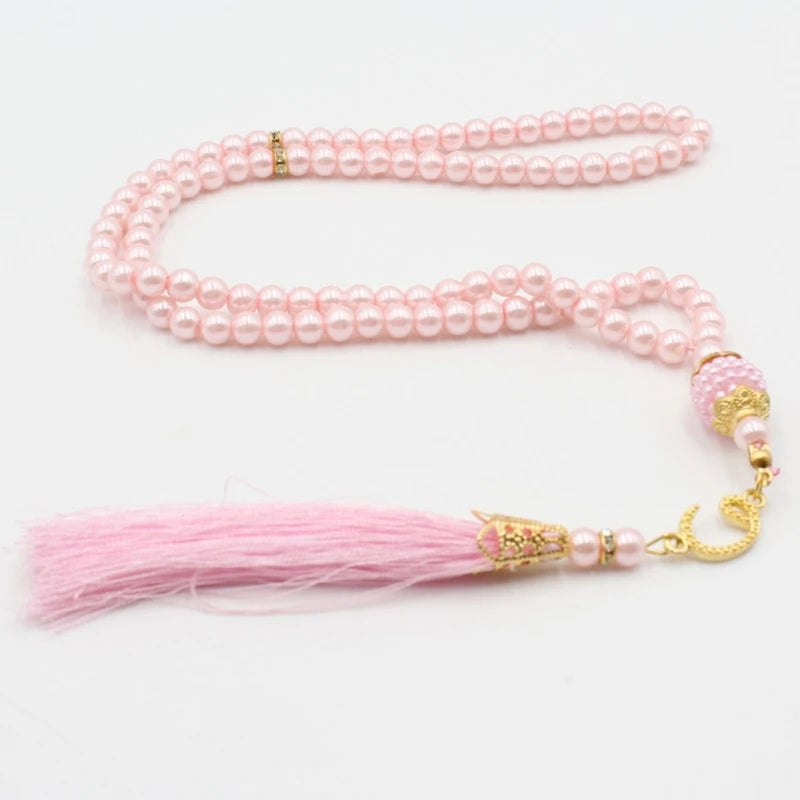 6MM Tasbih Muslim Prayer Beads Islamic 99 Beads Pearls Charm Bracelet K3ND