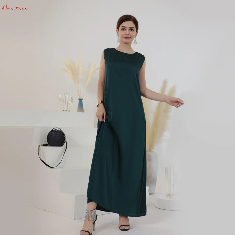 Fashion Silky Inside dress Muslim Dresses Sleeveless