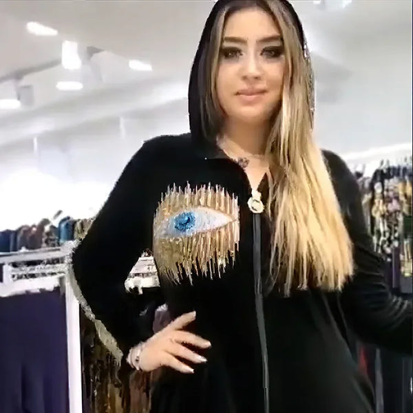 Long Sleeved Hooded Muslim Dress