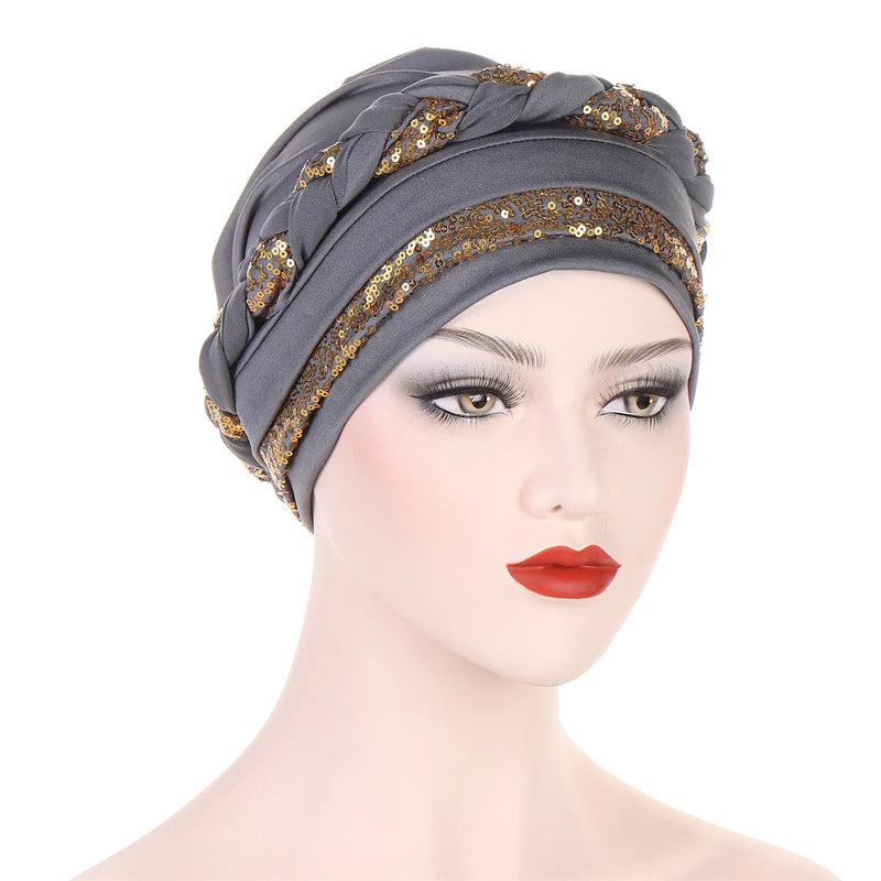 Women Fashion Braid Hijabs Muslim Turban Elegant