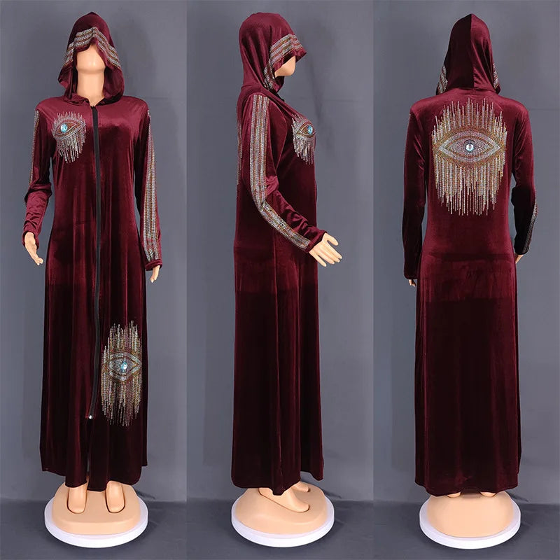 Long Sleeved Hooded Muslim Dress