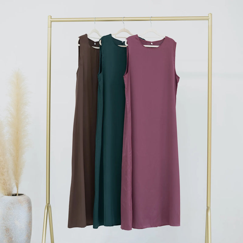 Fashion Silky Inside dress Muslim Dresses Sleeveless