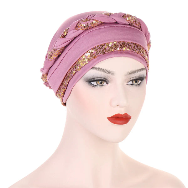 Women Fashion Braid Hijabs Muslim Turban Elegant