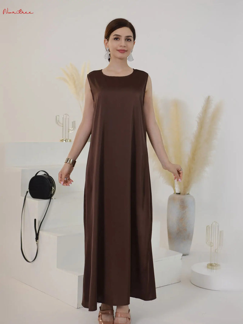 Fashion Silky Inside dress Muslim Dresses Sleeveless