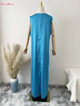 Fashion Silky Inside dress Muslim Dresses Sleeveless