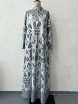 Ramadan Eid Muslim Women Print Dress Jalabiya Arabic