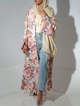 Middle Eastern Loose Abaya Muslim Full Sleeve Printed Floral