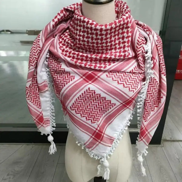 Y3NE Fringed Arab Scarf Shemagh Head Wrap Arabian Desert Headscarf Ethnic Headwear
