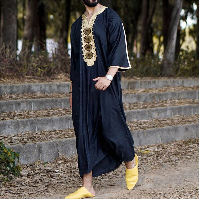 Muslim Men Clothing Galabia Islam Thobe Oman Robes Pocket