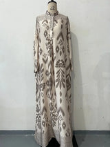 Ramadan Eid Muslim Women Print Dress Jalabiya Arabic