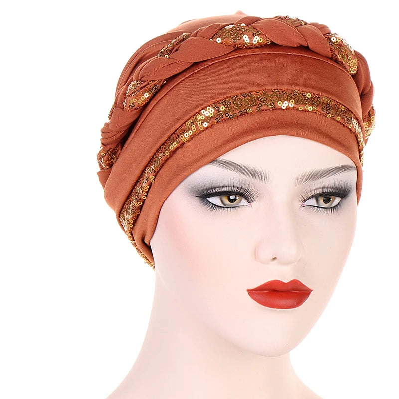 Women Fashion Braid Hijabs Muslim Turban Elegant