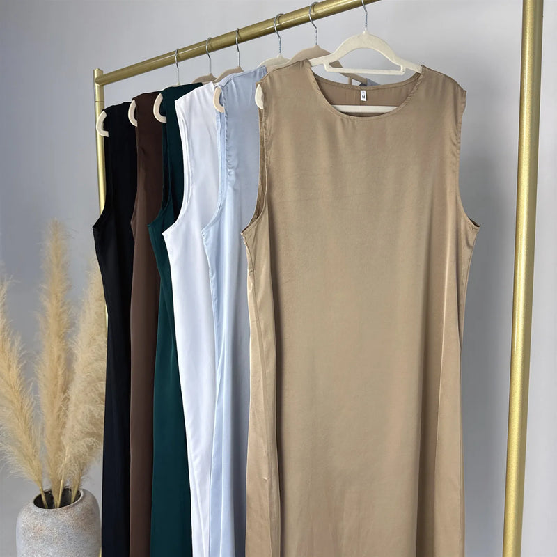 Fashion Silky Inside dress Muslim Dresses Sleeveless