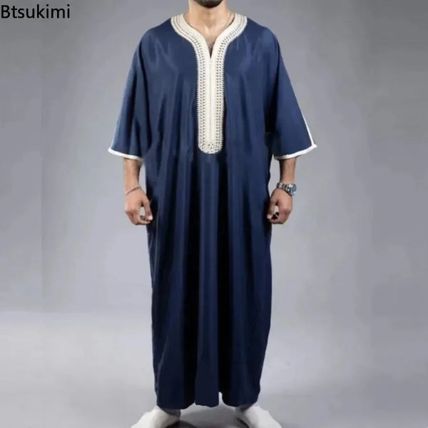 2025 New Men's Muslim Thobe Middle East Jubba