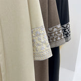 Linen Flower Embroidered Abaya 2024 Luxury