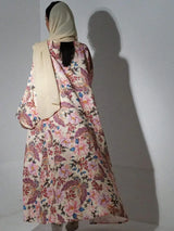 Middle Eastern Loose Abaya Muslim Full Sleeve Printed Floral