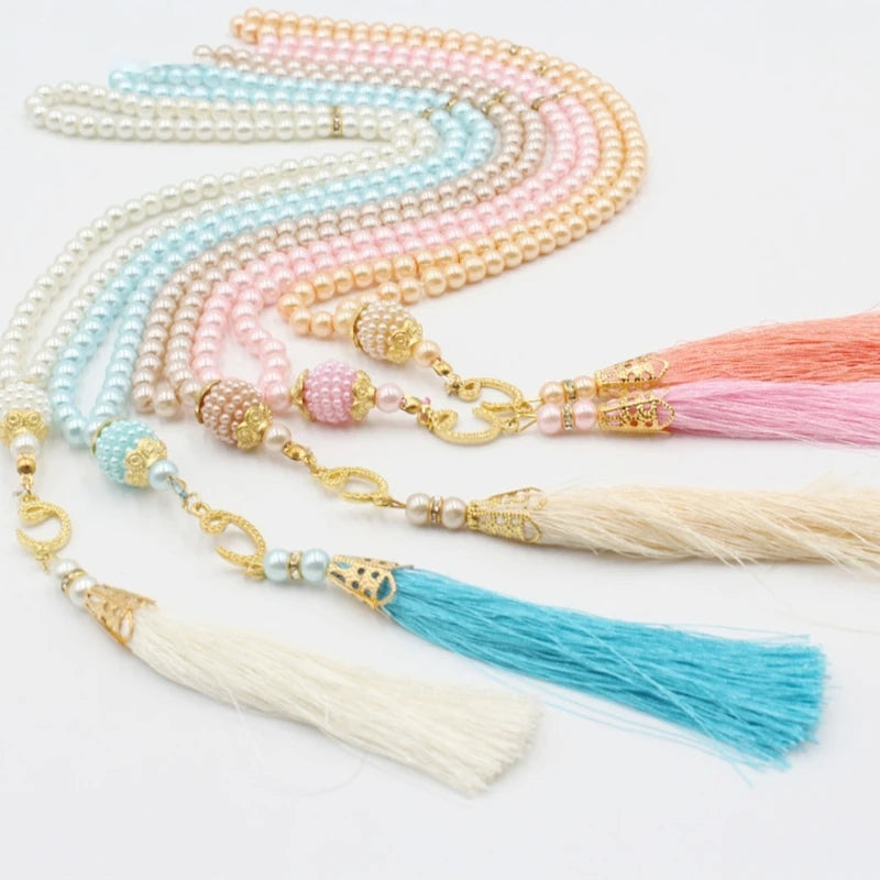 6MM Tasbih Muslim Prayer Beads Islamic 99 Beads Pearls Charm Bracelet K3ND