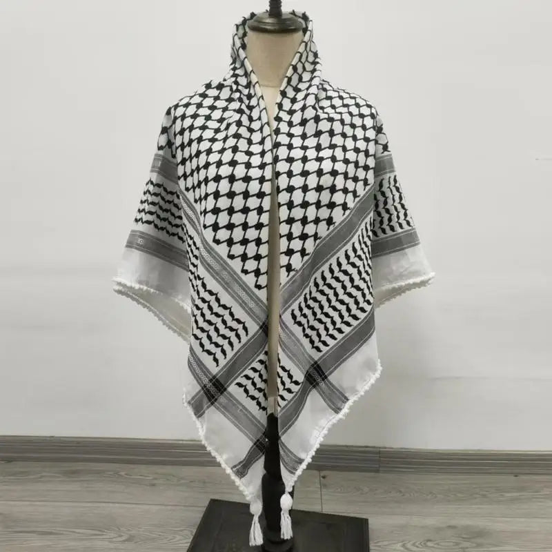 Y3NE Fringed Arab Scarf Shemagh Head Wrap Arabian Desert Headscarf Ethnic Headwear