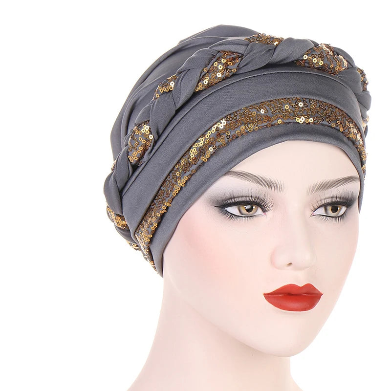 Women Fashion Braid Hijabs Muslim Turban Elegant