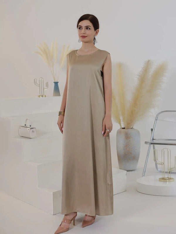 Fashion Silky Inside dress Muslim Dresses Sleeveless