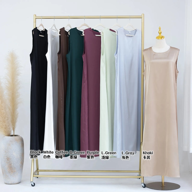 Fashion Silky Inside dress Muslim Dresses Sleeveless