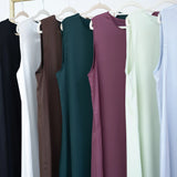 Fashion Silky Inside dress Muslim Dresses Sleeveless