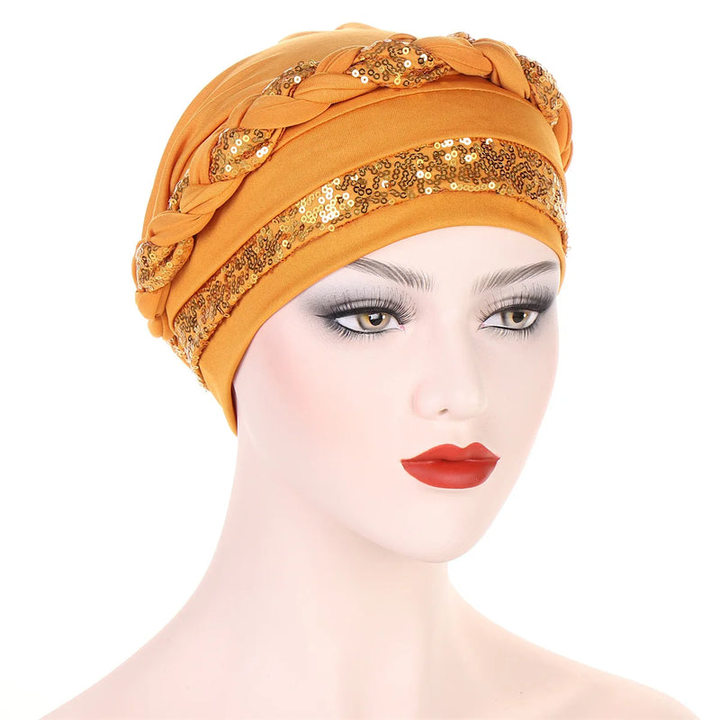 Women Fashion Braid Hijabs Muslim Turban Elegant