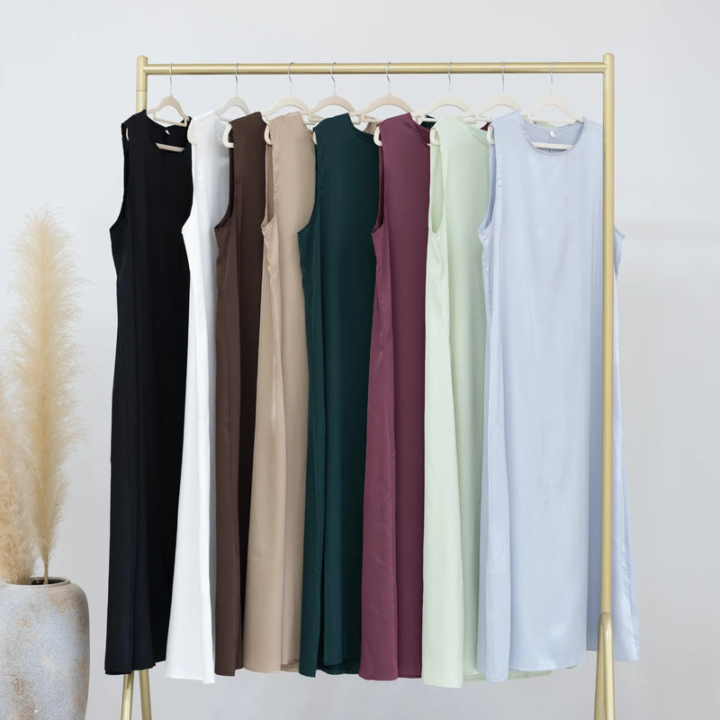Fashion Silky Inside dress Muslim Dresses Sleeveless