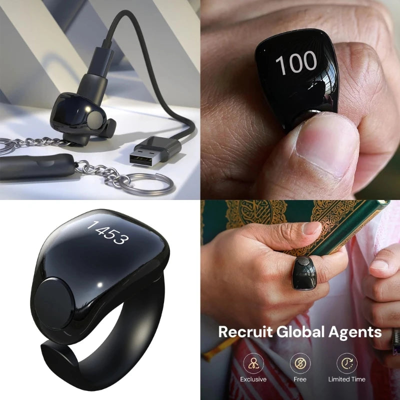 Smart Tasbih Zikr Rings, 5 Size(16/18/20/22/24mm