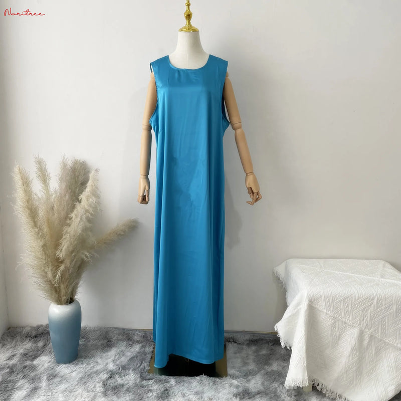Fashion Silky Inside dress Muslim Dresses Sleeveless